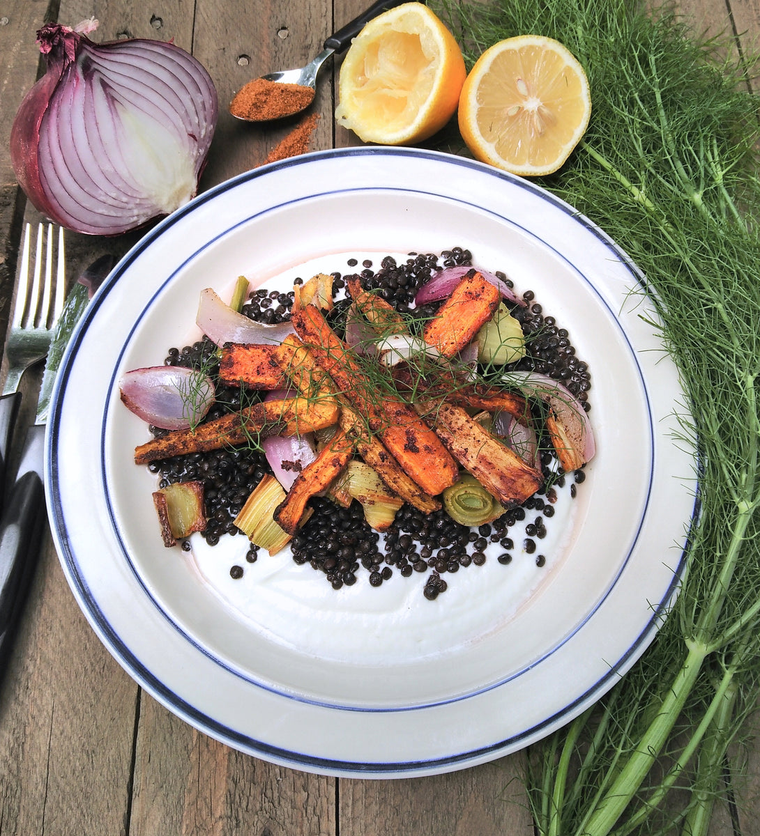 Sara Britton's Harissa Roasted Carrot and Fennel + Black Lentils and Y – Catenafarm