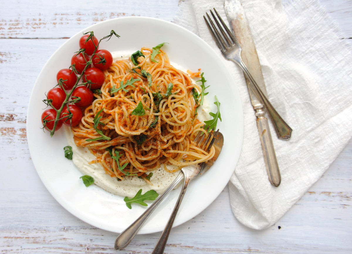 Red Pepper Pasta   Whipped Ricotta Catenafarm