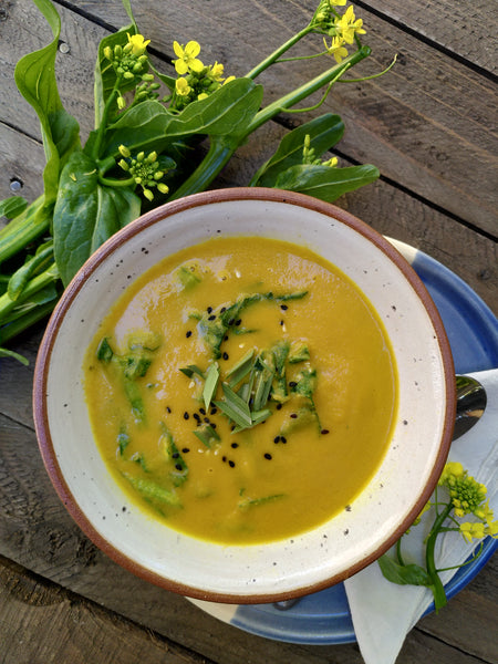 Carrot Lemongrass Soup + Yu Choy