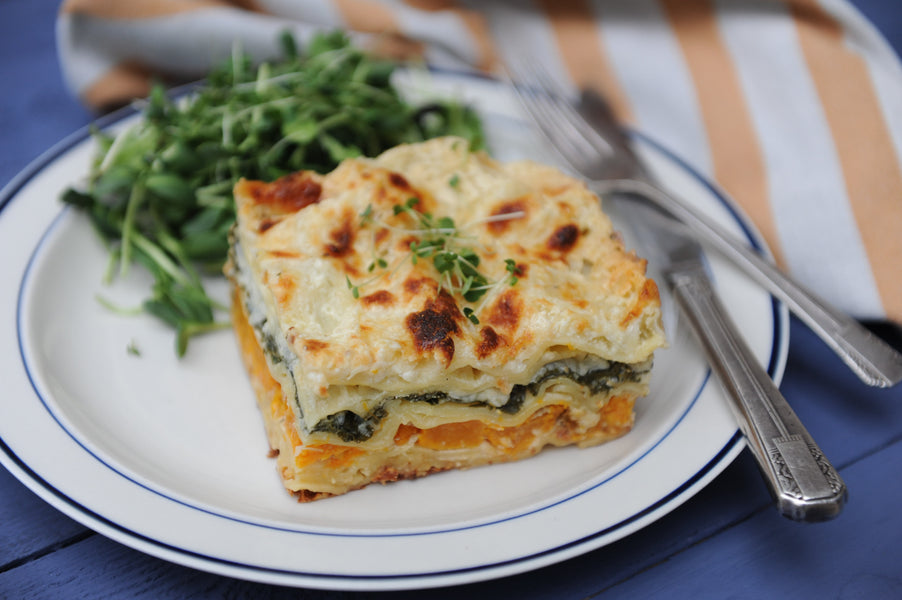 Lasagne crémeuse au chou frisé et à la courge